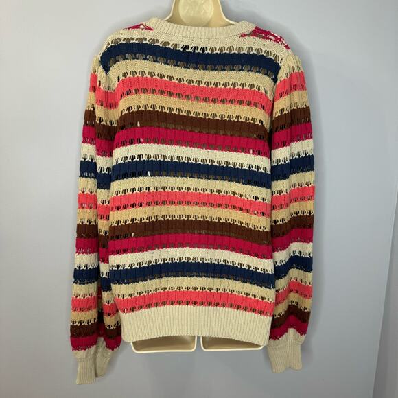 Minus Women's Mikala Long Sleeve Knit Pullover Long Sleeve Stripe Multi Relax XL - Picture 4 of 12